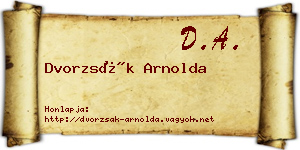 Dvorzsák Arnolda névjegykártya